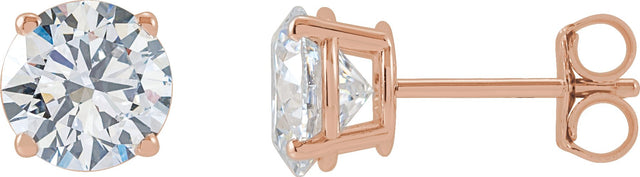 14K Gold Lab-Grown Diamond Round 4-Prong Lightweight Stud Earrings – 2.5-7.25mm Stones - Rose Gold