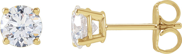 14K Gold Lab-Grown Diamond Round 4-Prong Lightweight Stud Earrings – up to 1 1/4 CTW - Yellow Gold