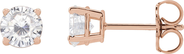 14K Gold Lab-Grown Moissanite Round 4-Prong Lightweight Stud Earrings - Rose Gold
