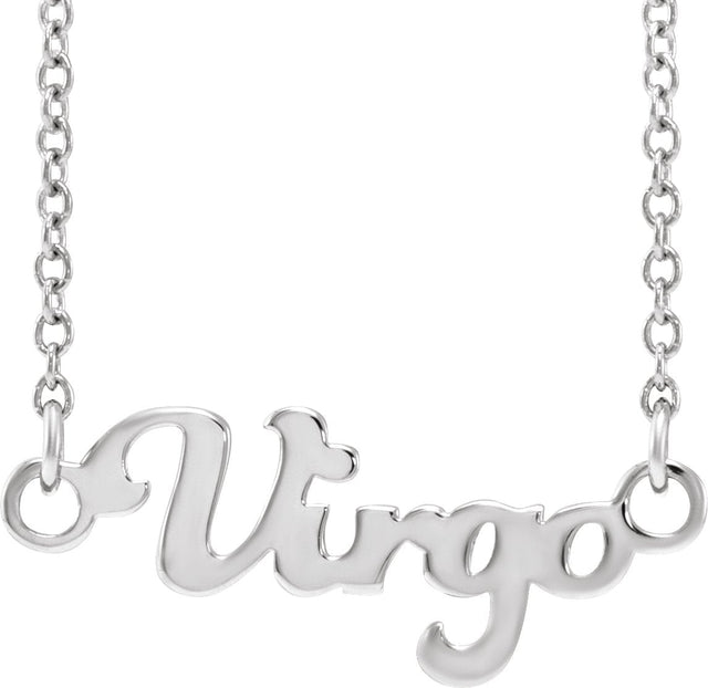 14K Gold Virgo Necklace - White Gold
