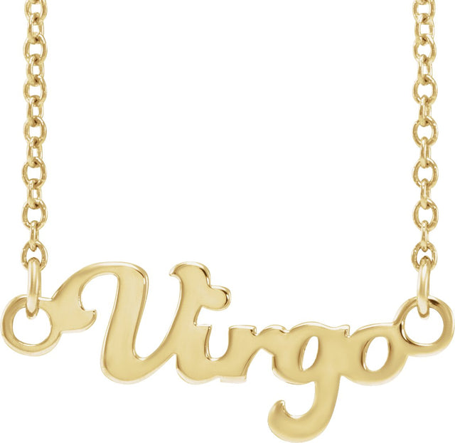 14K Gold Virgo Necklace - Yellow Gold