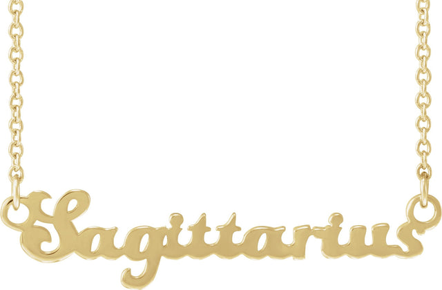 14K Gold Sagittarius Necklace - Yellow Gold