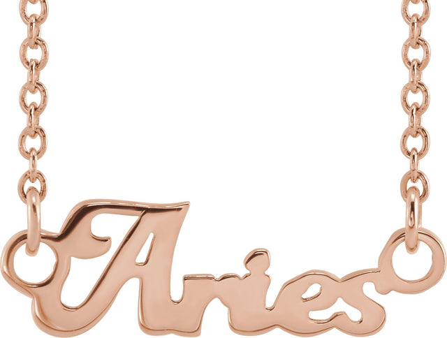 14K Gold Aries Necklace - Rose Gold