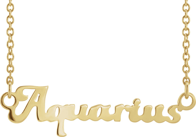 14K Gold Aquarius Necklace - Yellow Gold