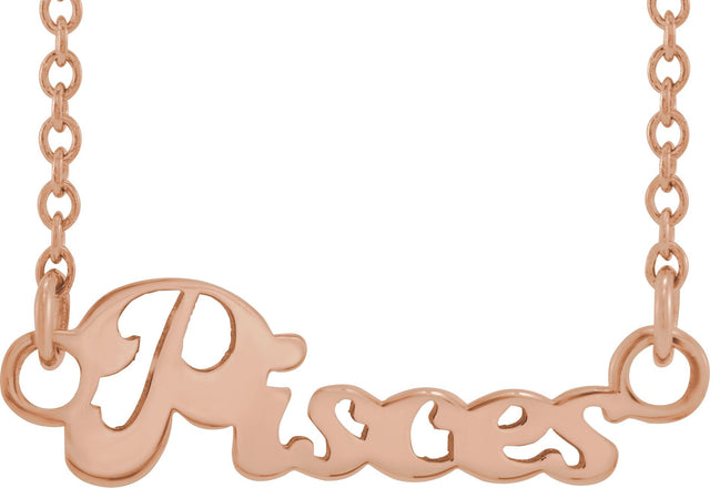 14K Gold Pisces Necklace - Rose Gold
