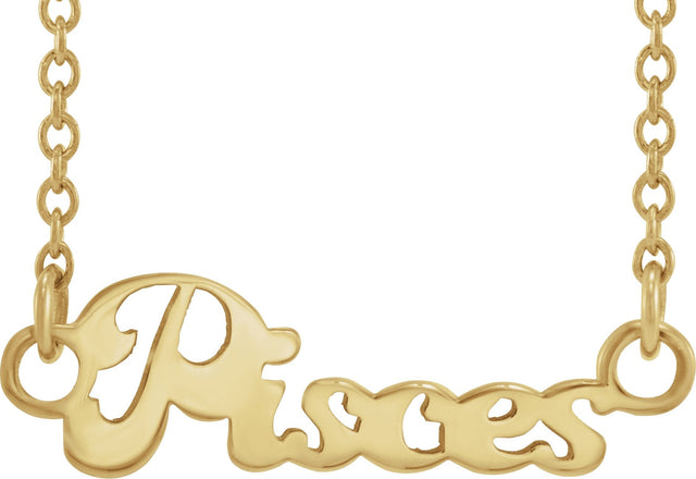 14K Gold Pisces Necklace - Yellow Gold