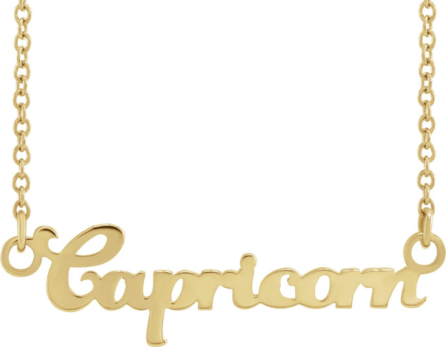 14K Gold Capricorn Necklace - Yellow Gold