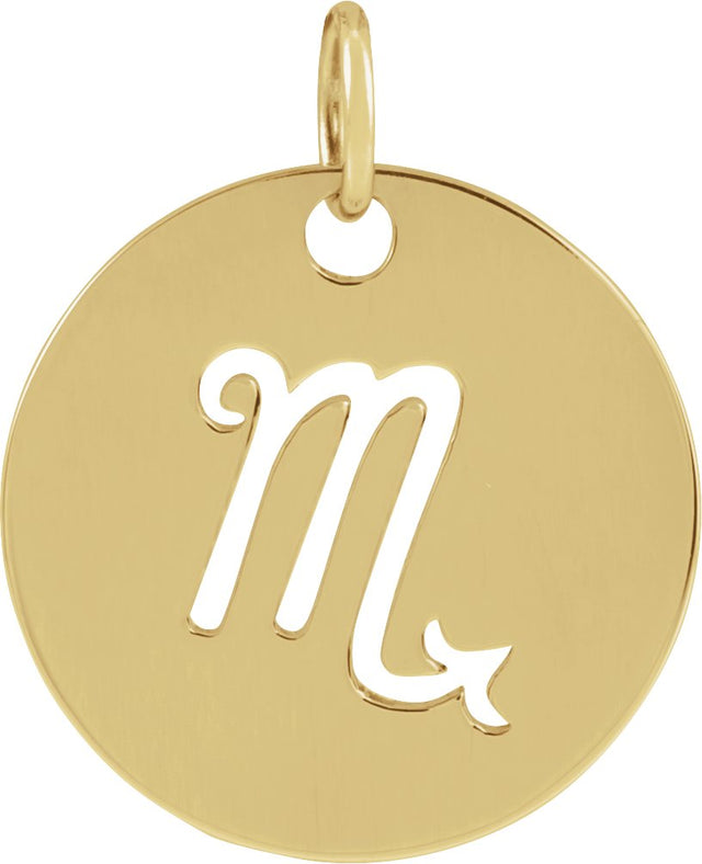 14K Gold Scorpio Disc Necklace or Pendant - Yellow Gold