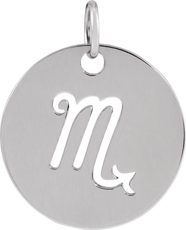Platinum Scorpio Disc Necklace or Pendant