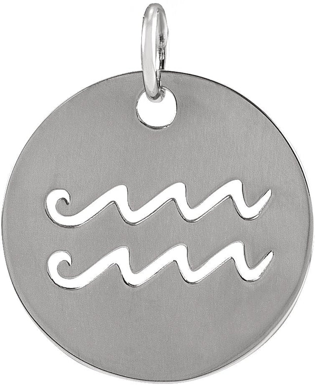 Platinum Aquarius Disc Necklace or Pendant
