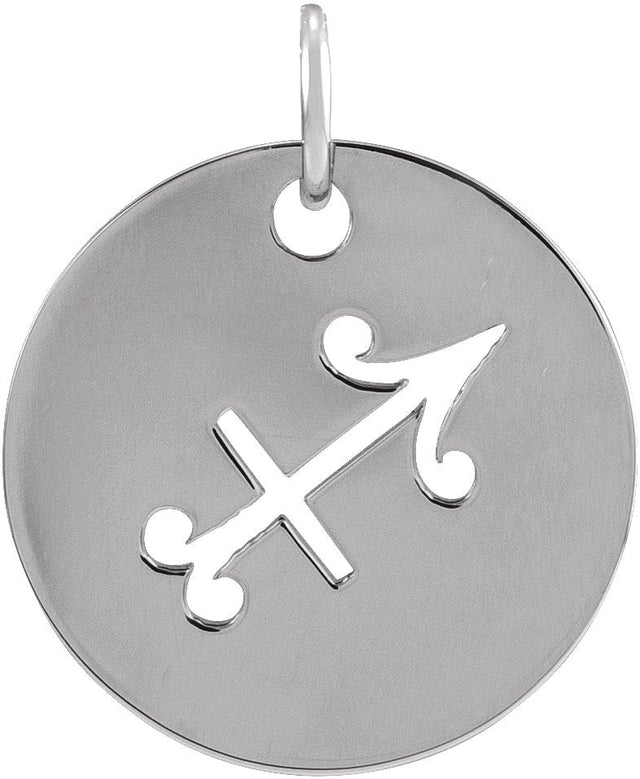Platinum Sagittarius Disc Necklace or Pendant