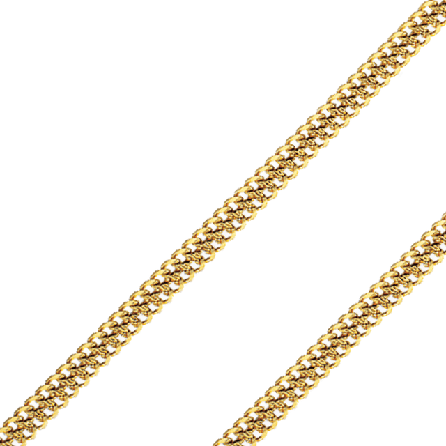 18k yellow gold arrow chain with diamond cut design, showcasing elegance and durability.
