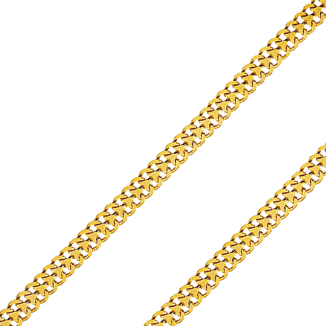 18k yellow gold arrow chain, featuring a high polish finish and elegant design, showcasing its lasting appeal and quality.