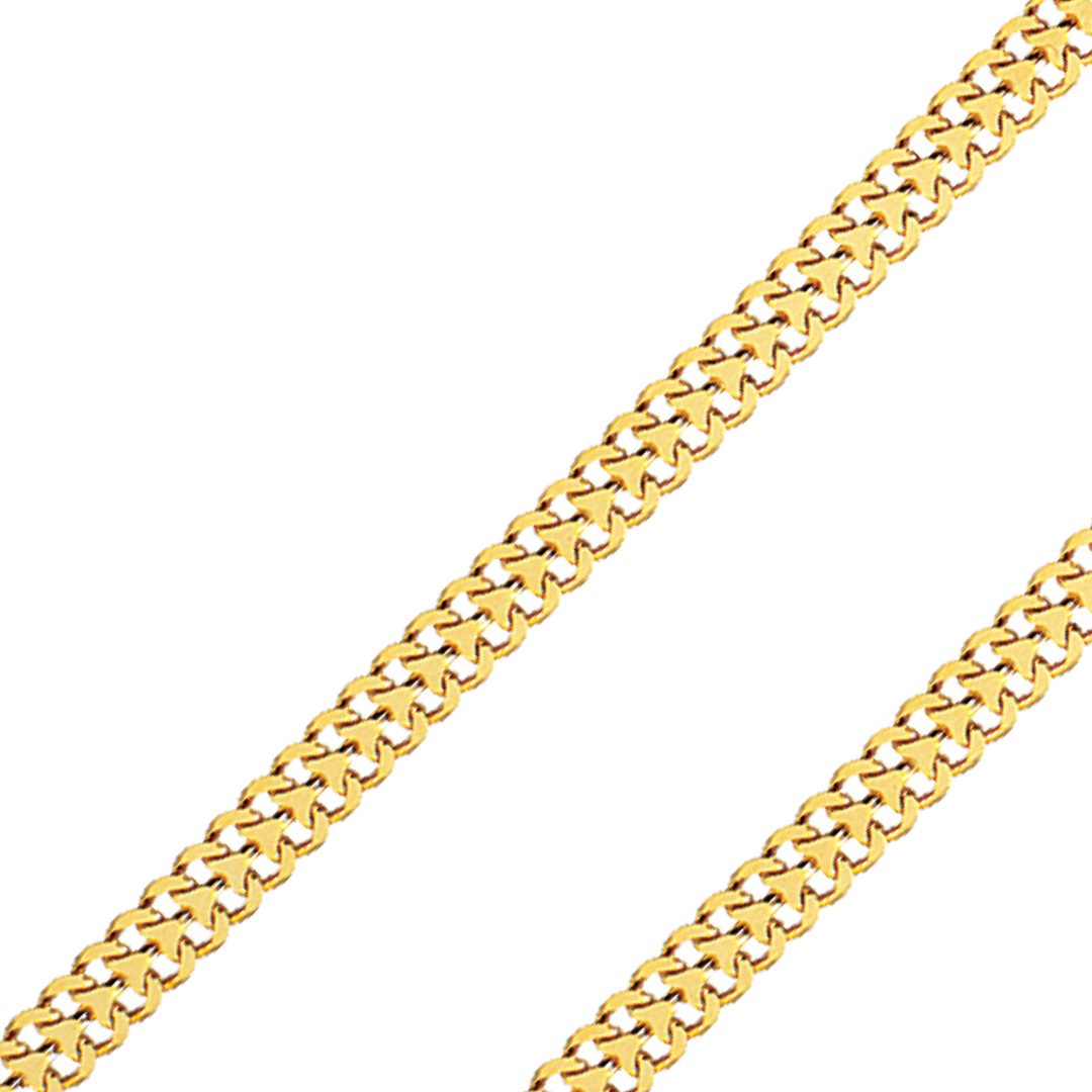 18k yellow gold arrow chain showcasing high polish finish and elegant design.