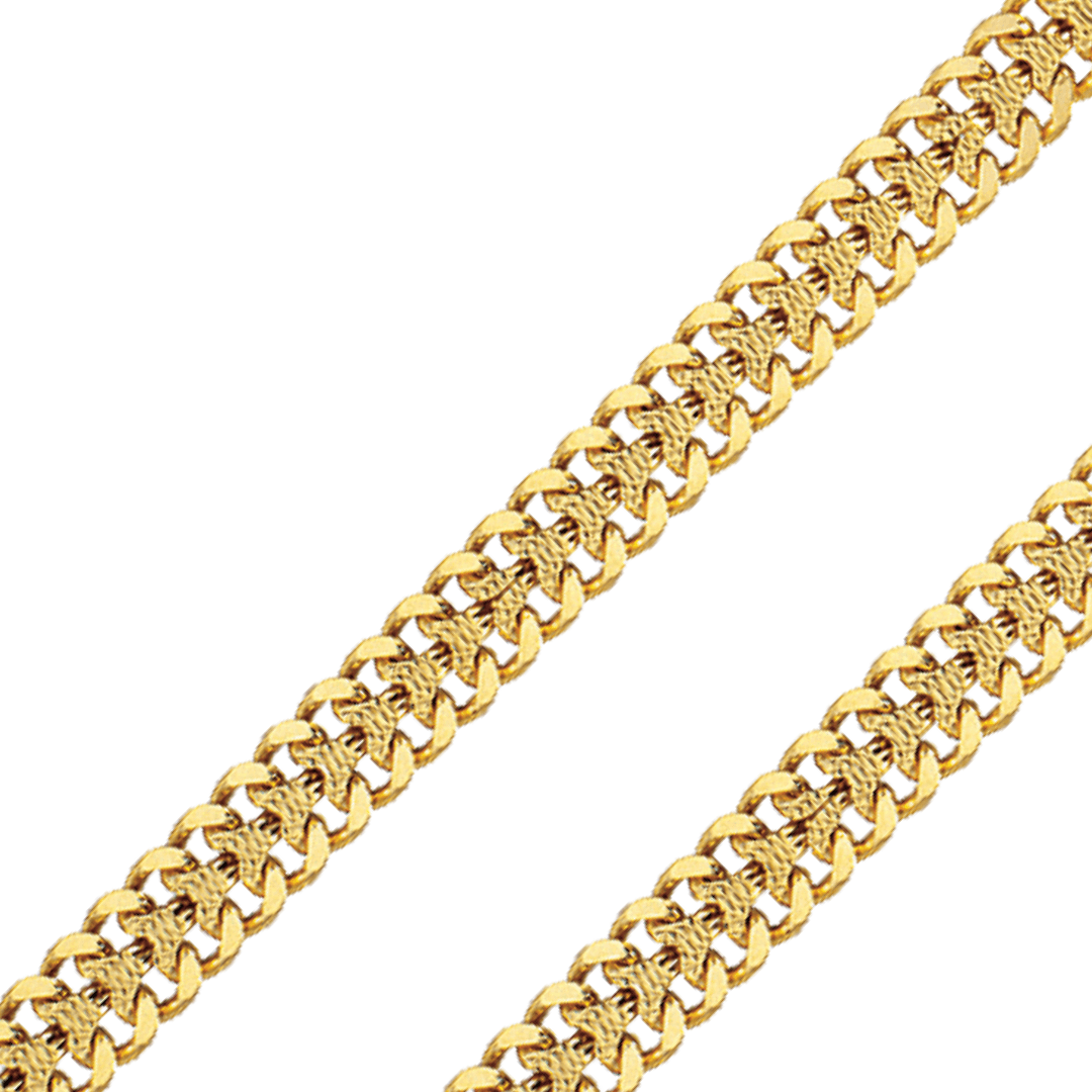 18k yellow gold arrow chain with diamond cut design, showcasing elegance and quality craftsmanship.