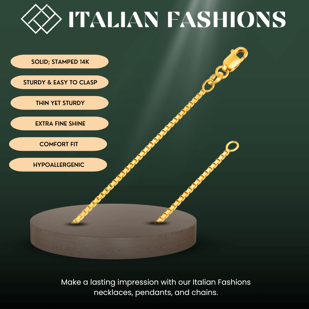 Corrente de caixa com corte de diamante de 4 lados em ouro amarelo ou branco 14K REAL sólido 0,6 mm-1,2 mm