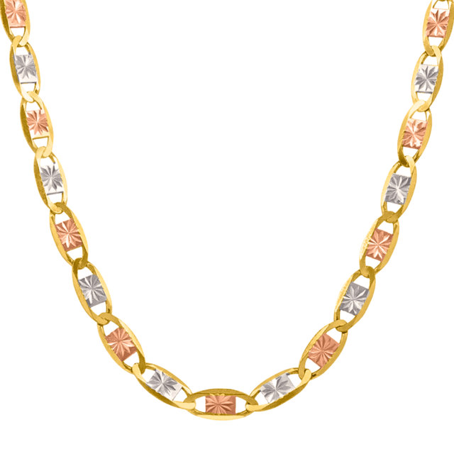 Cadena Valentino con corte de diamante de 1,50 mm a 6,30 mm de oro bicolor amarillo macizo REAL de 10 quilates
