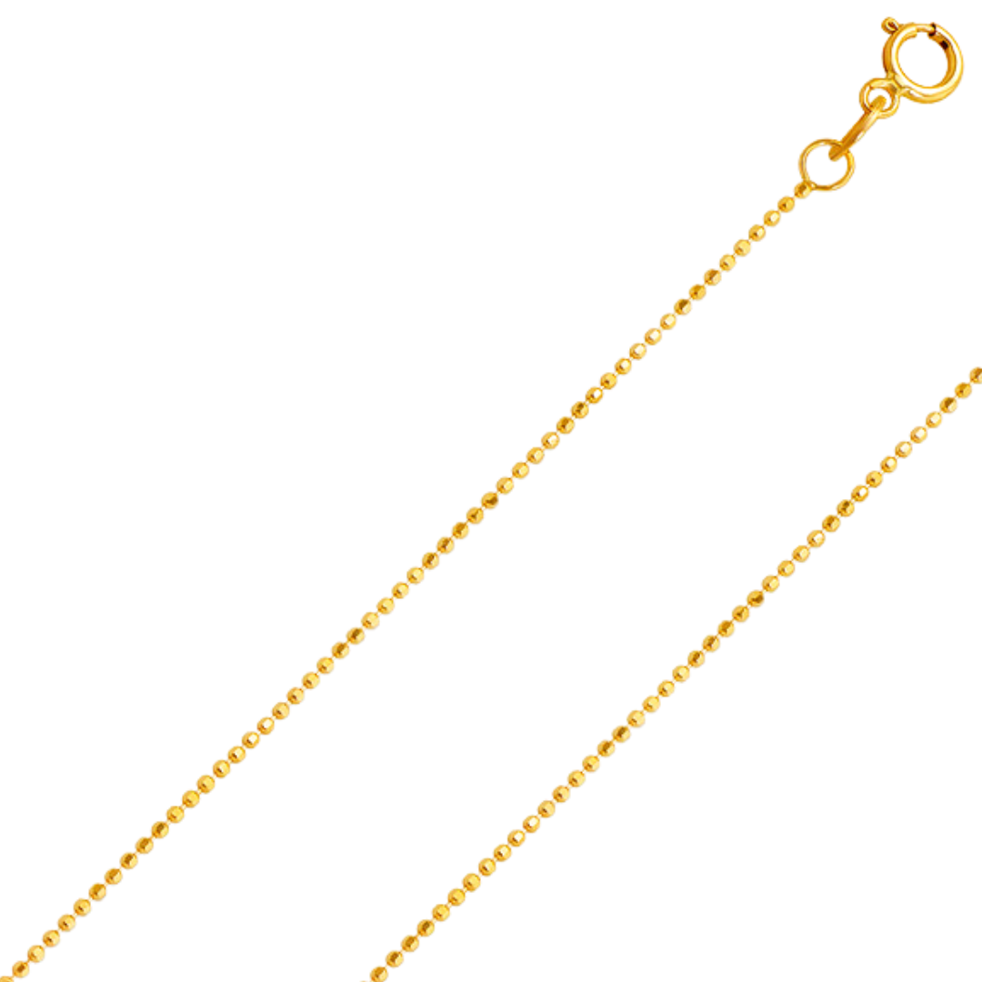 Corrente de contas de 1,0 mm - 4,0 mm em ouro amarelo, branco ou bicolor 14K