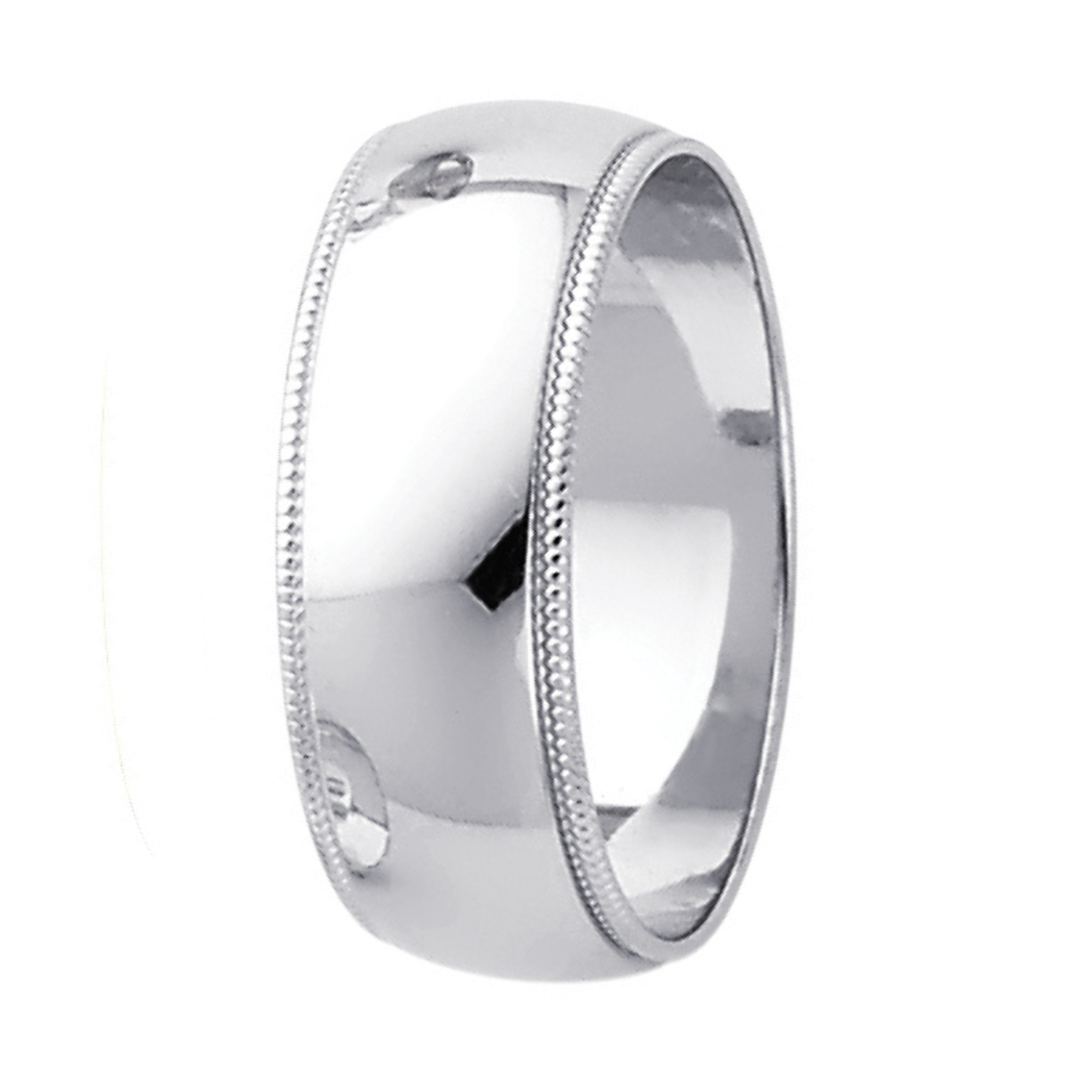 14K Real Yellow Gold 3.0mm-8.0mm Milgrain Regular Fit Wedding Band