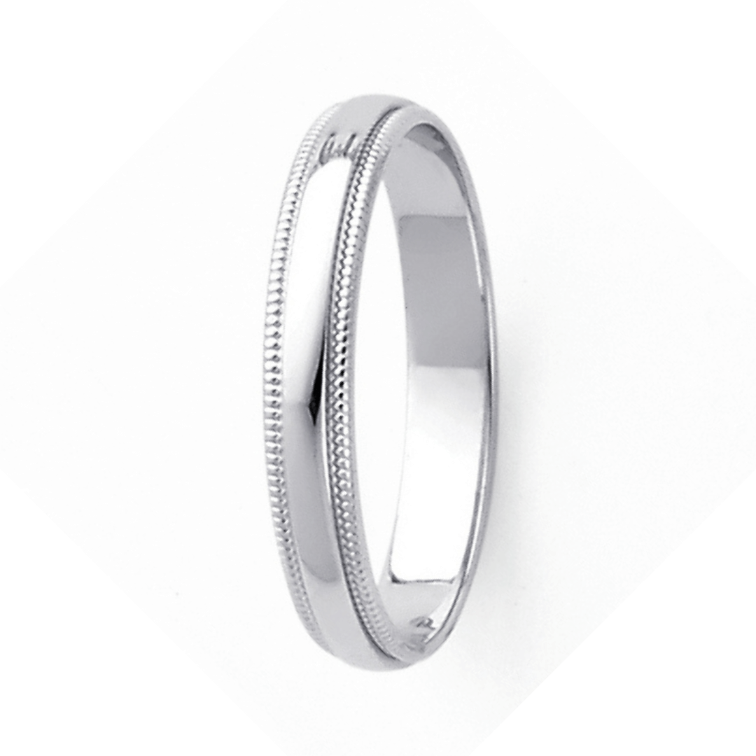 14K Real Yellow Gold 3.0mm-8.0mm Milgrain Regular Fit Wedding Band