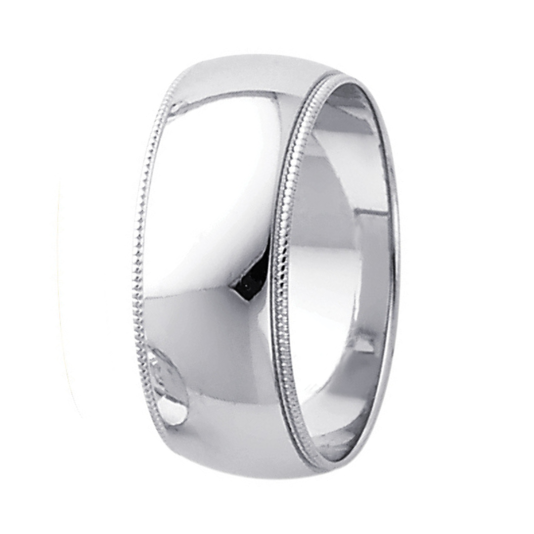 14K Real Yellow Gold 3.0mm-8.0mm Milgrain Regular Fit Wedding Band