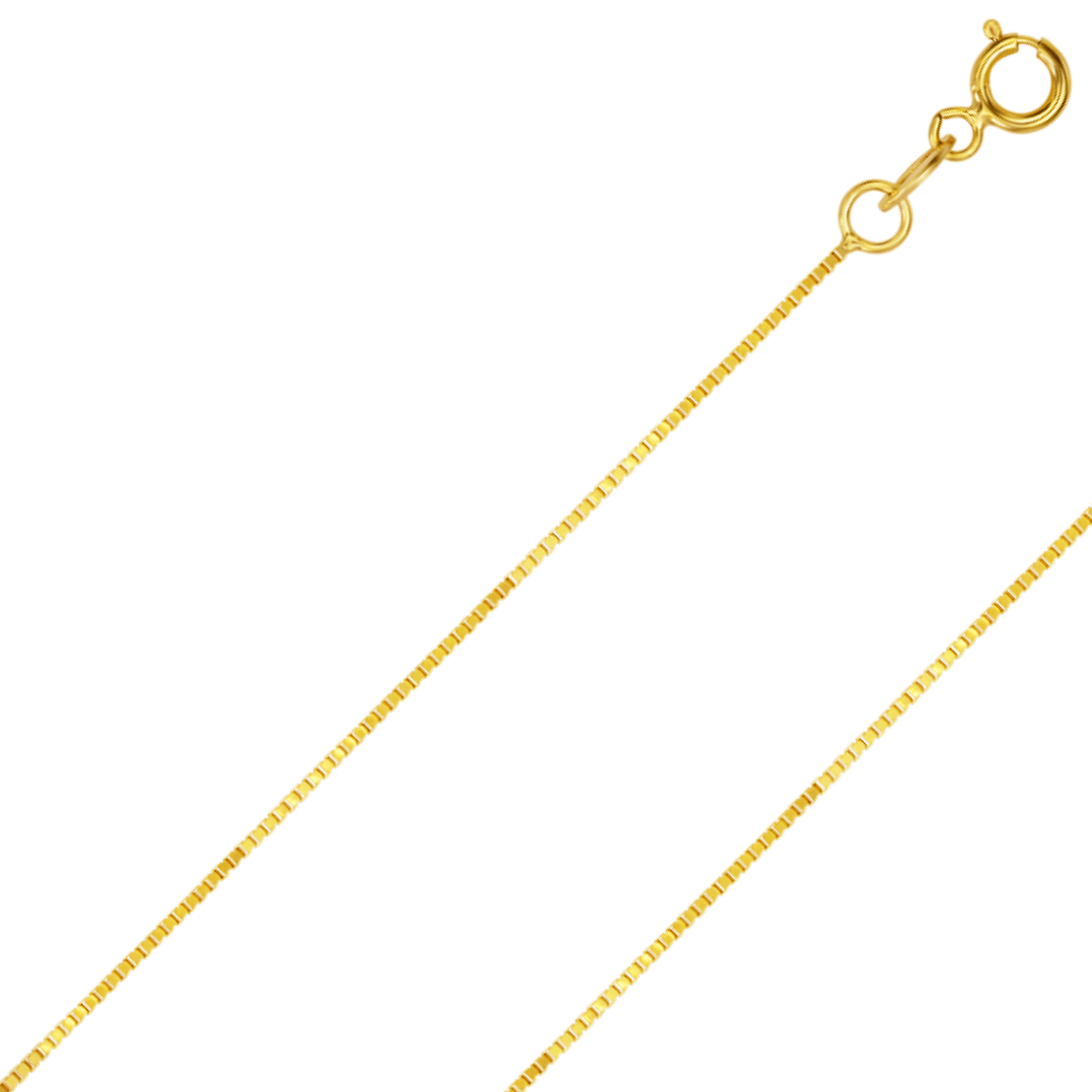 Corrente de caixa com corte de diamante de 4 lados em ouro amarelo ou branco 14K REAL sólido 0,6 mm-1,2 mm