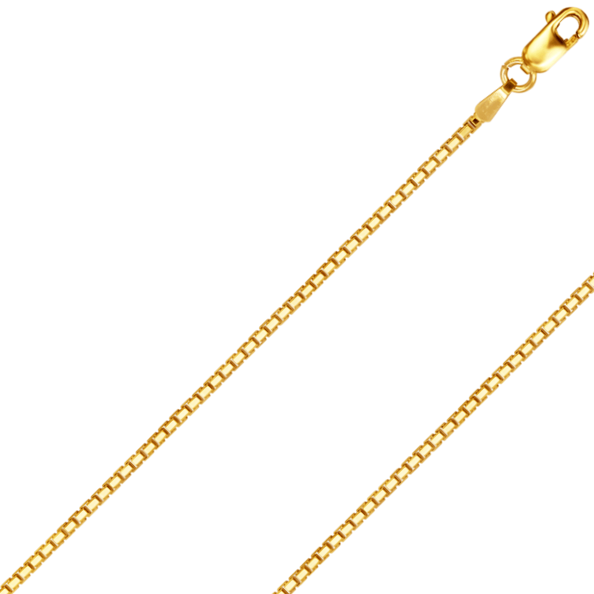 Corrente de caixa com corte de diamante de 4 lados em ouro amarelo ou branco 14K REAL sólido 0,6 mm-1,2 mm