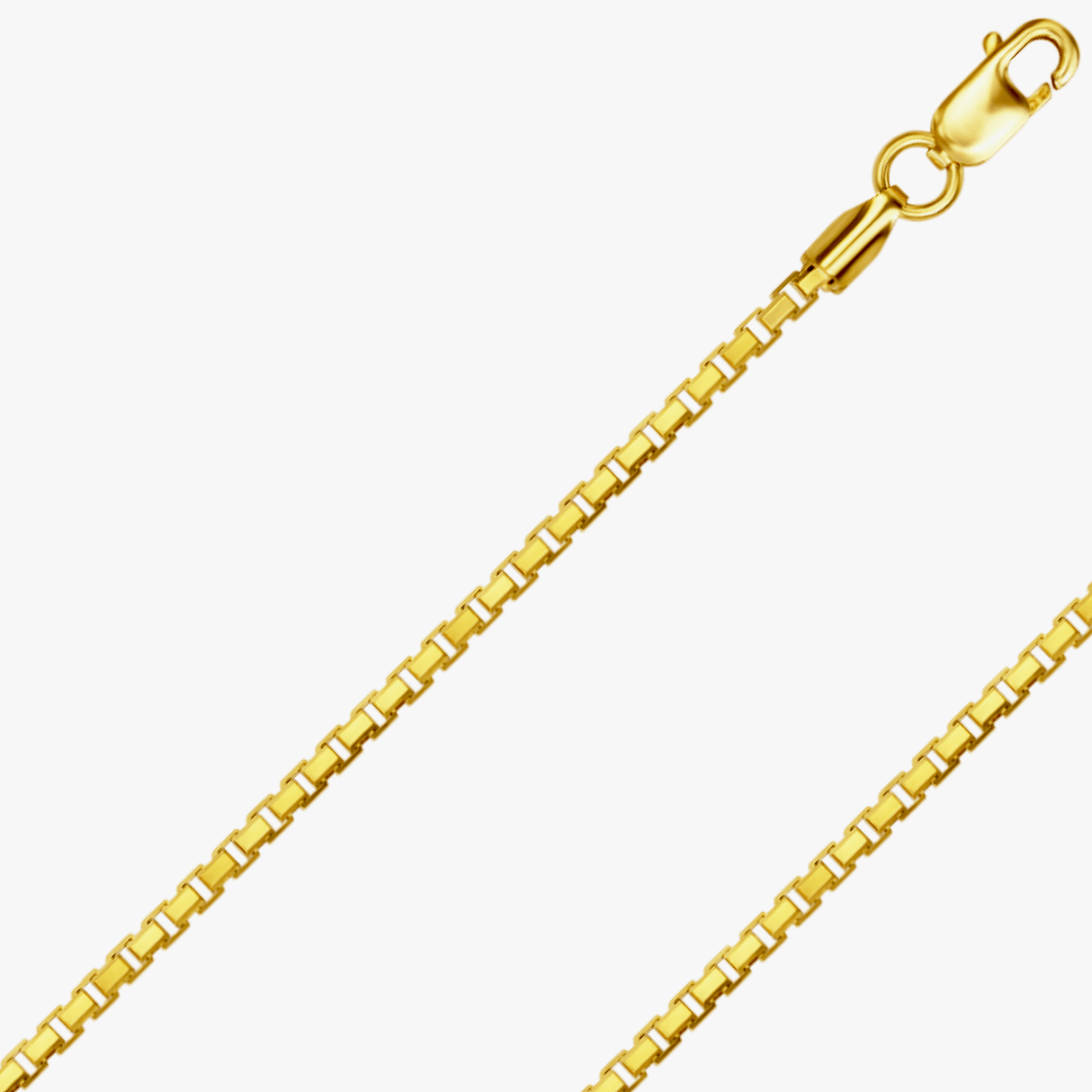Corrente de caixa com corte de diamante de 4 lados em ouro amarelo ou branco 14K REAL sólido 0,6 mm-1,2 mm