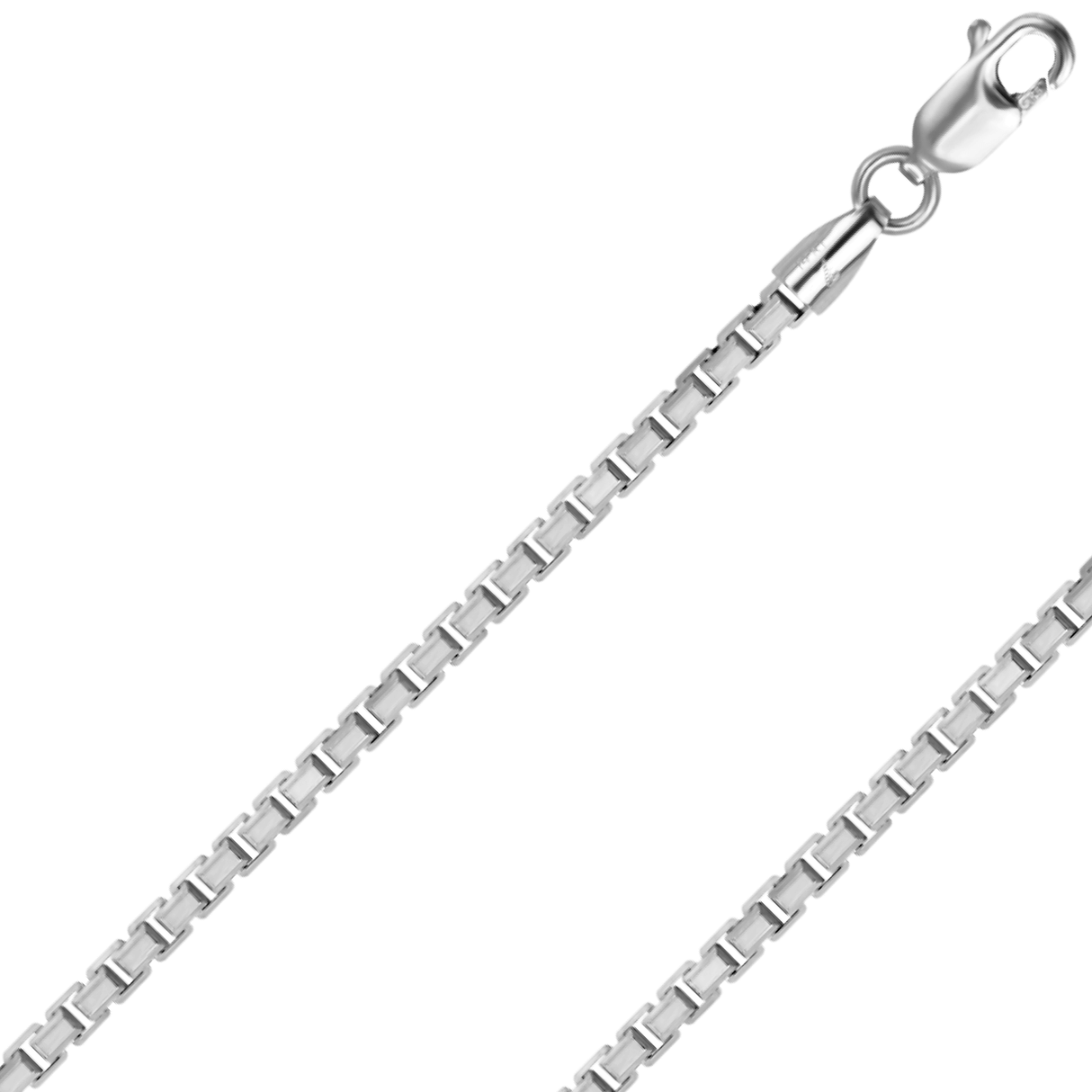 Corrente de caixa com corte de diamante de 4 lados em ouro amarelo ou branco 14K REAL sólido 0,6 mm-1,2 mm