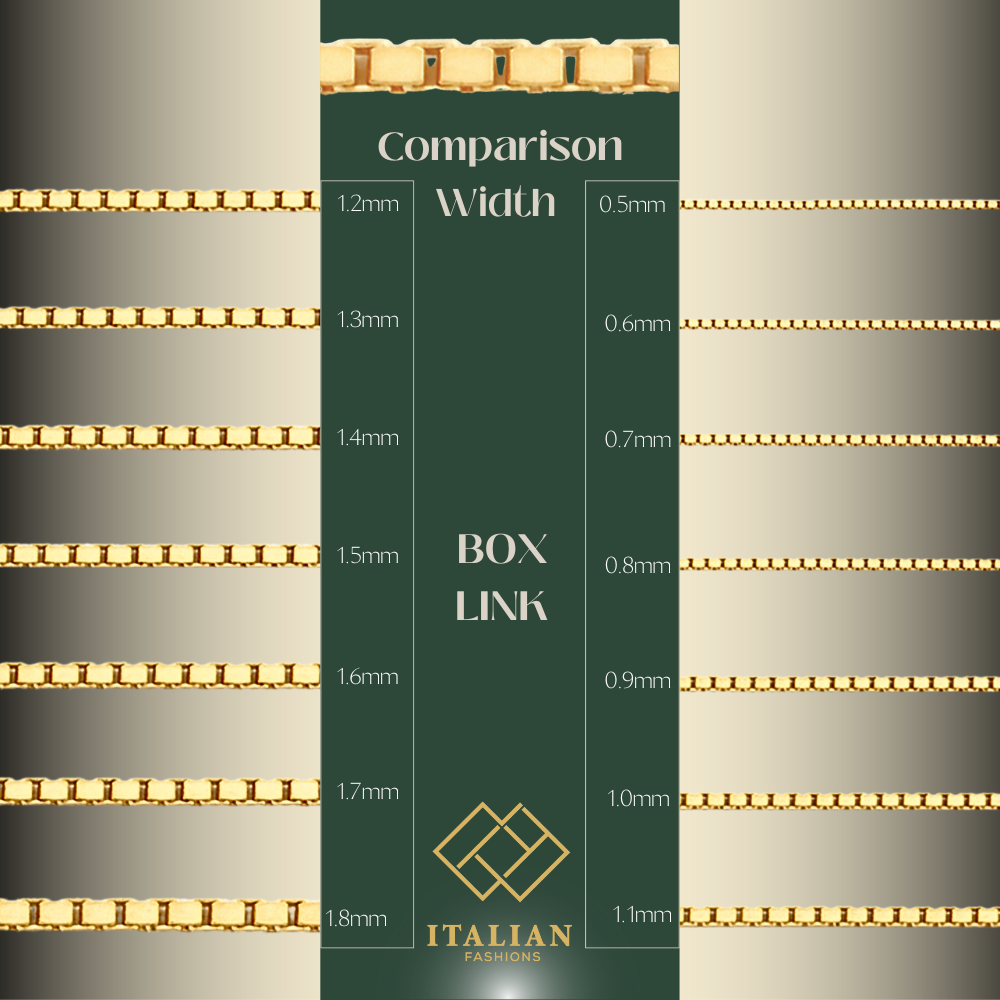 14K REAL Solid Yellow or White Gold 0.6mm-2.5mm 4 Sides Diamond Cut Box Chain