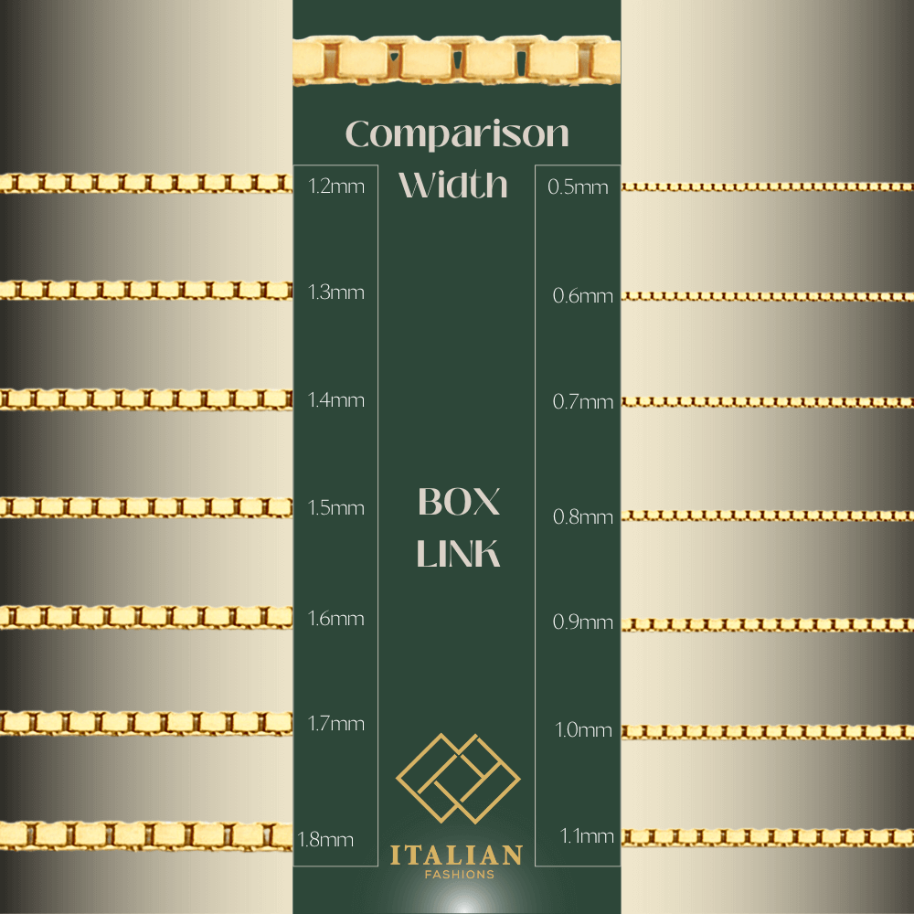 Corrente de caixa com corte de diamante de 4 lados em ouro amarelo ou branco 14K REAL sólido 0,6 mm-1,2 mm