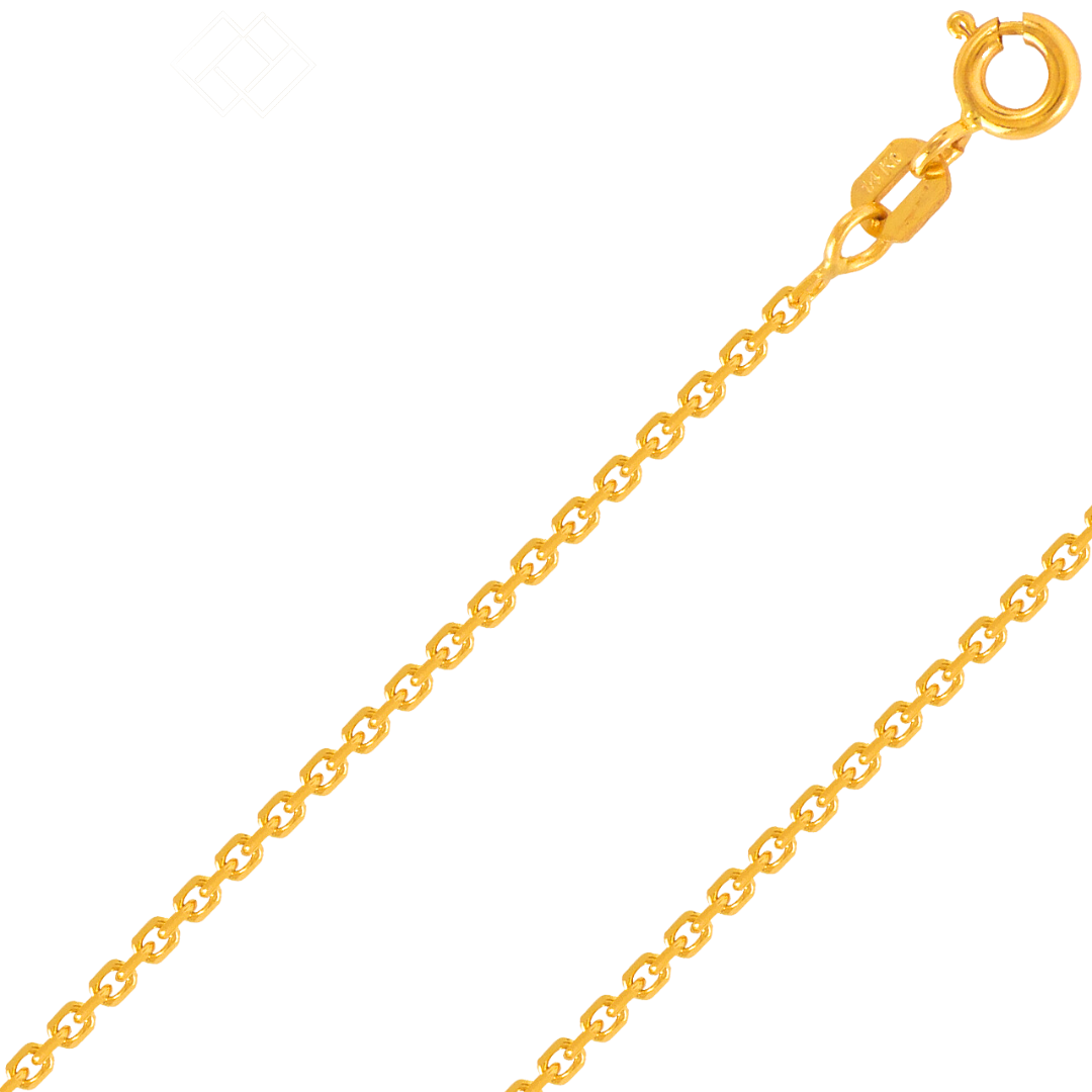 Corrente de cabo 14K amarelo, branco ou ouro rosa de 1,0 mm - 2,0 mm