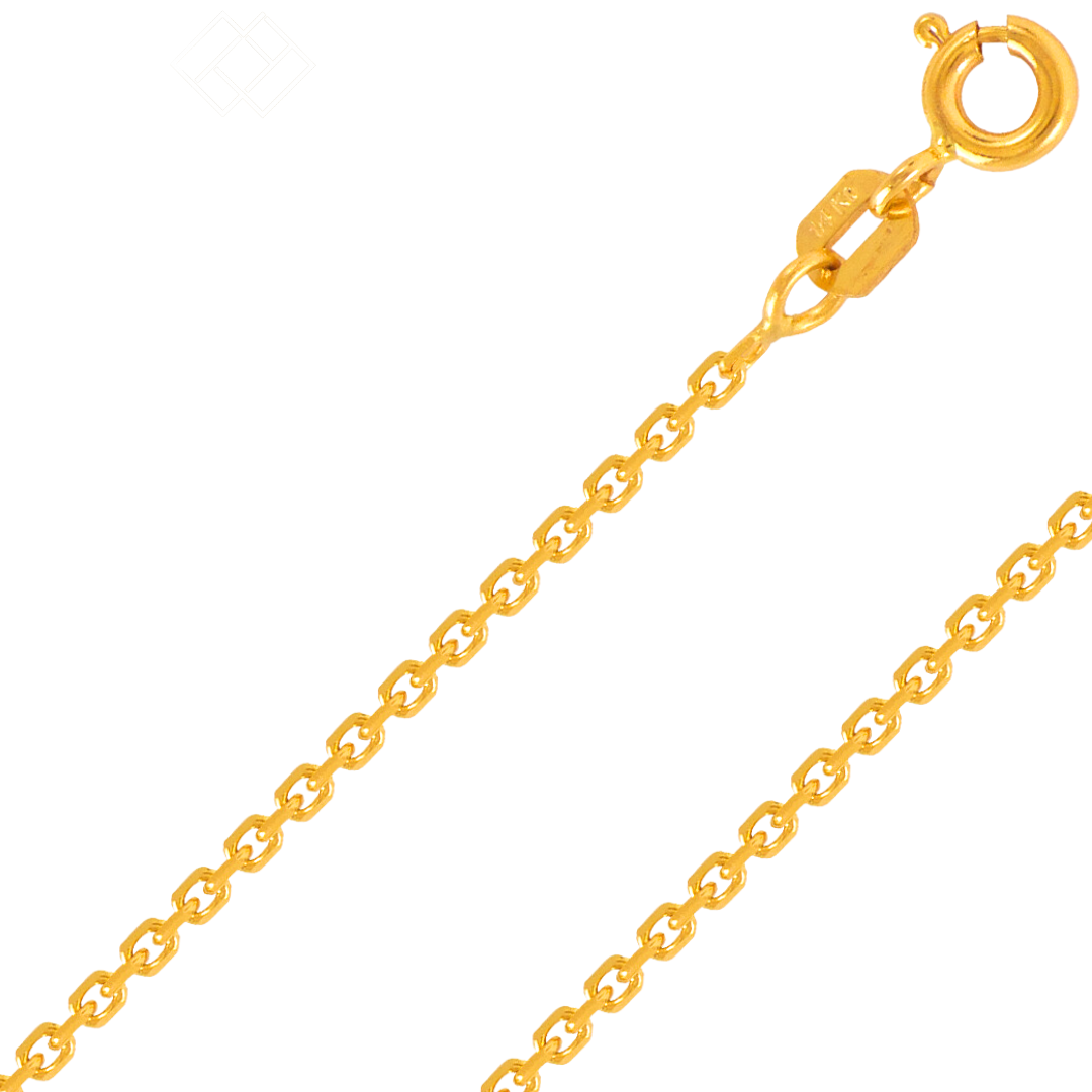 Corrente de cabo 14K amarelo, branco ou ouro rosa de 1,0 mm - 2,0 mm