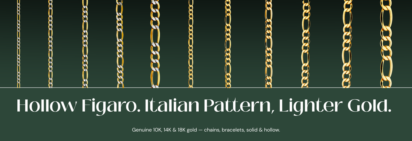 Italian hollow Figaro chain
