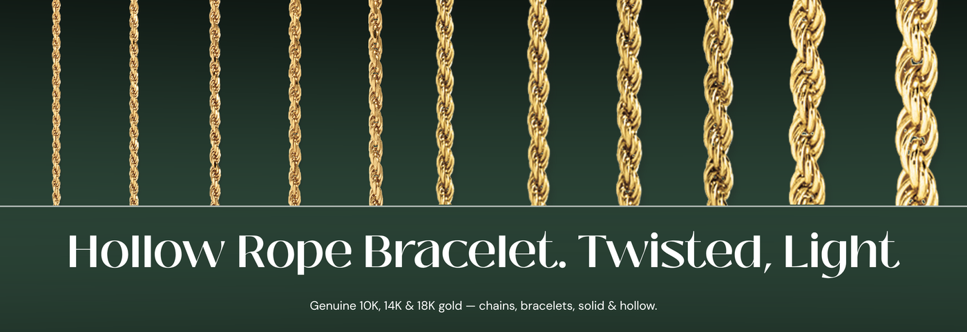 Italian hollow rope gold bracelet