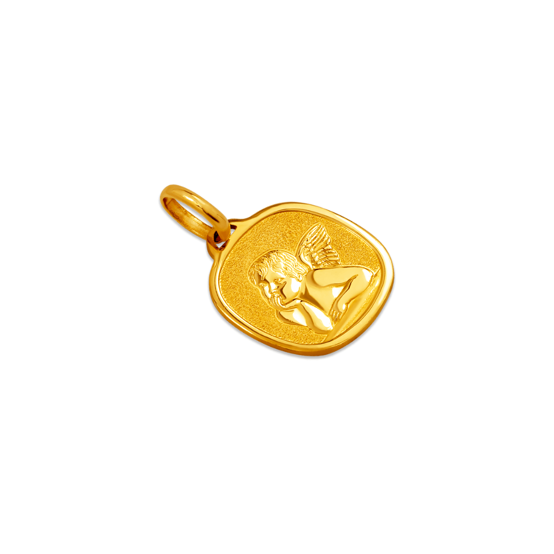 14K Yellow Angel Pendant Religious Gold Pendant