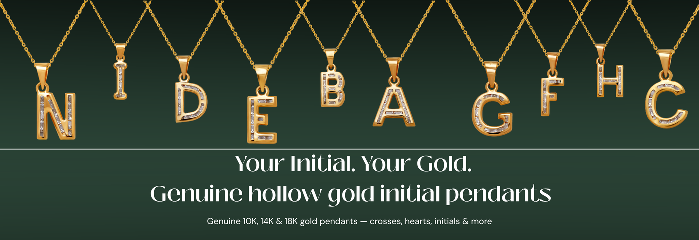 Italian initial gold pendants