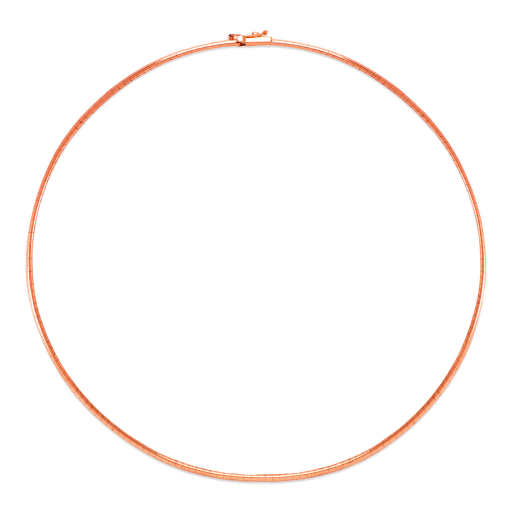 14K Yellow or White or Rose 2mm Omega Chain Necklace