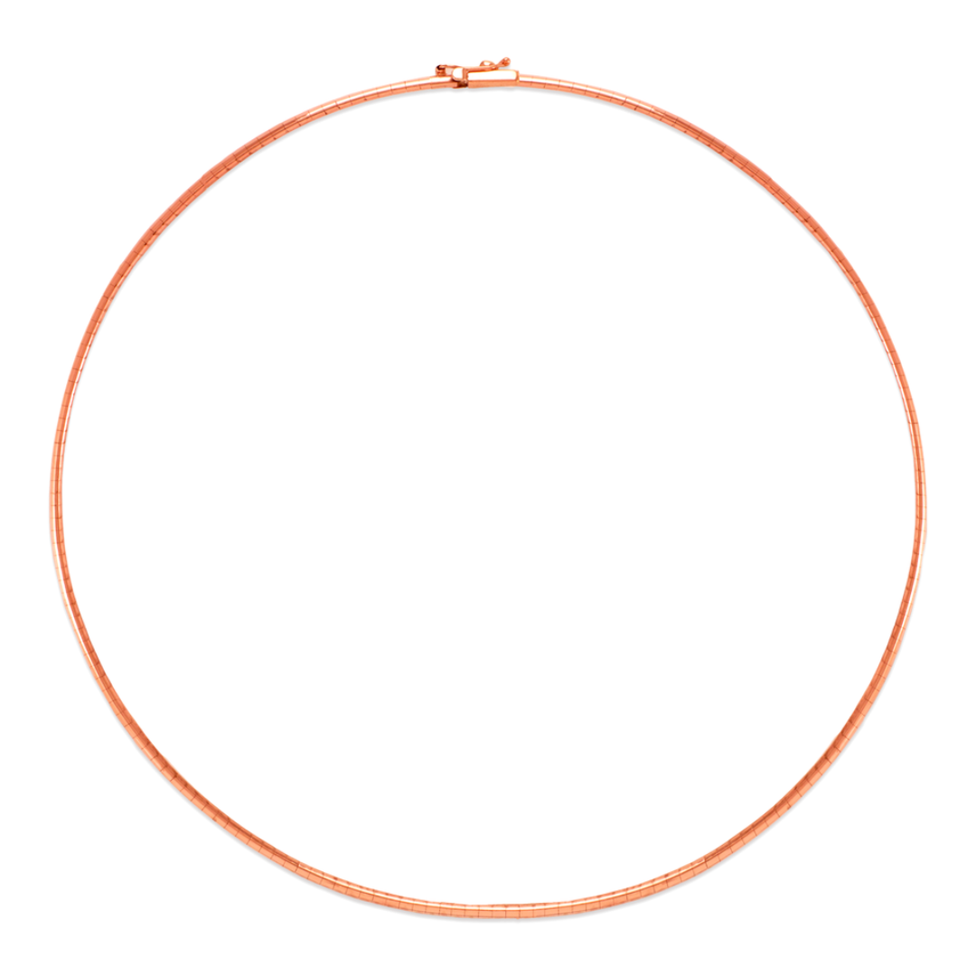 14K Yellow or White or Rose 2mm Omega Chain Necklace