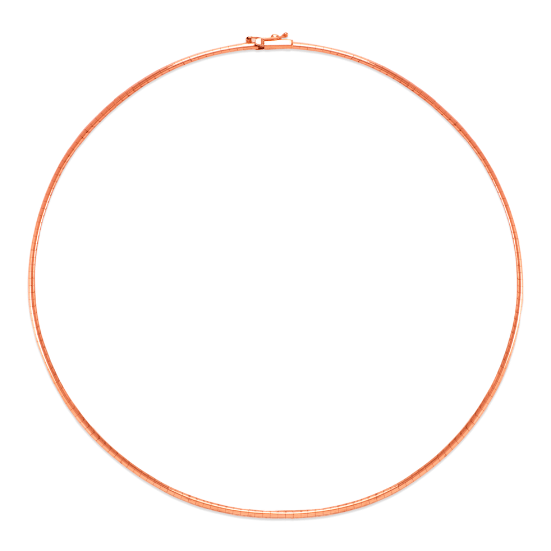 Colar de corrente Omega 14K amarelo ou branco ou rosa de 2 mm