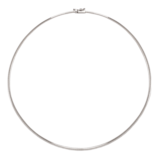 14K Yellow or White or Rose 2mm Omega Chain Necklace