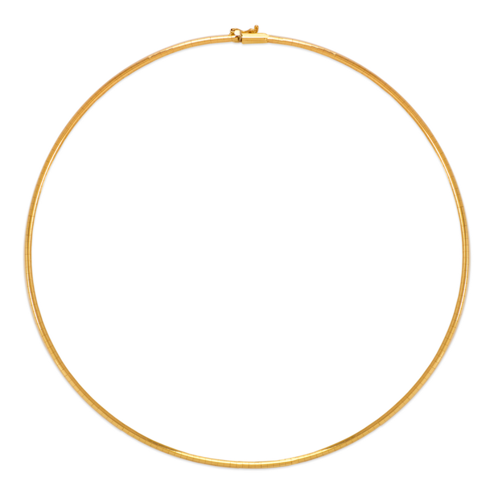 14K Yellow or White or Rose 2mm Omega Chain Necklace