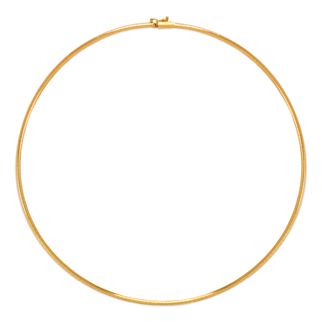Colar de corrente Omega 14K amarelo ou branco ou rosa de 2 mm