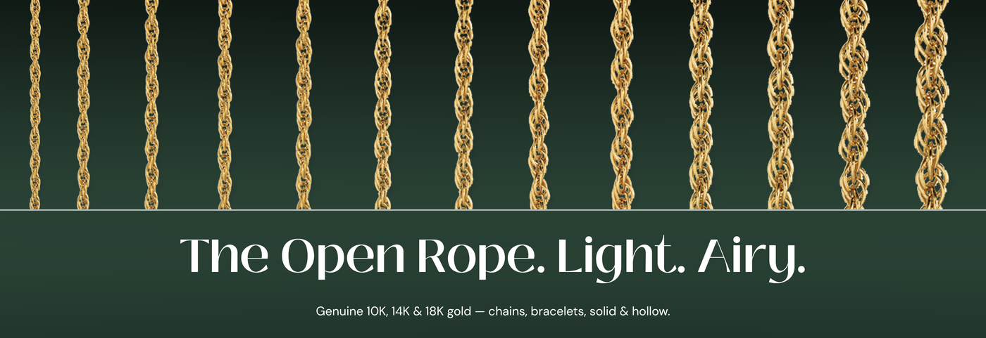 Italian open rope gold chain
