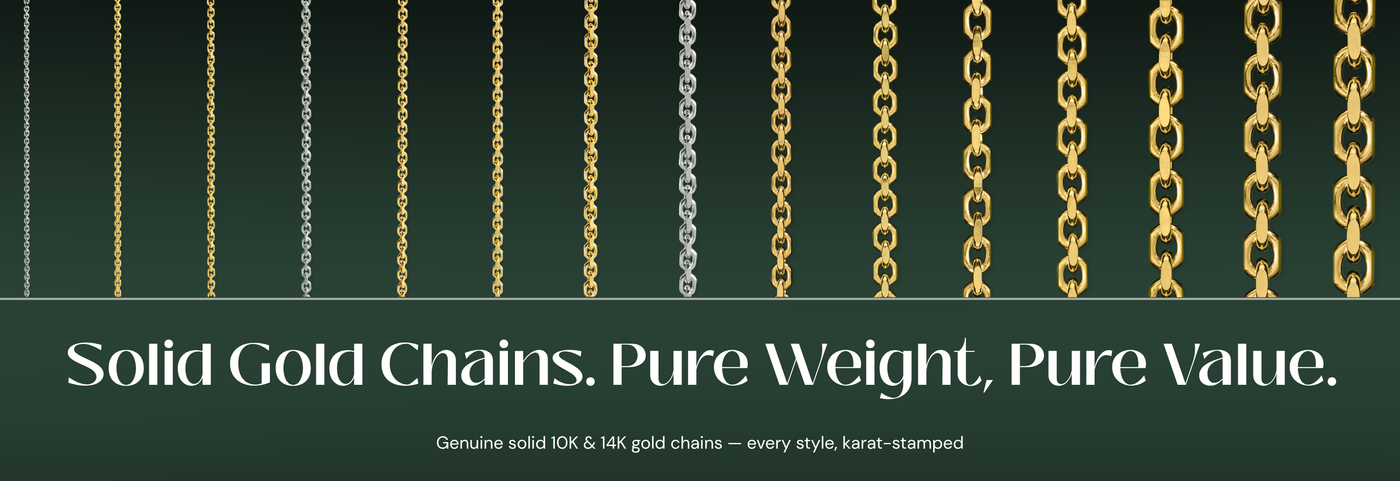 Italian solid gold chains in multiple styles