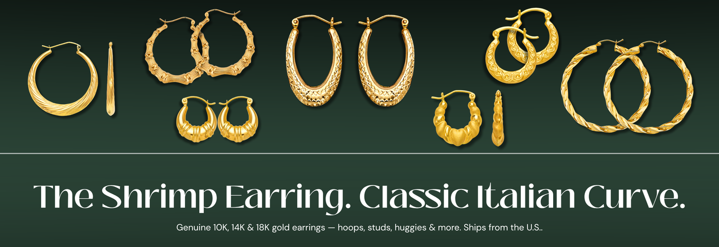 Italian shrimp gold earrings