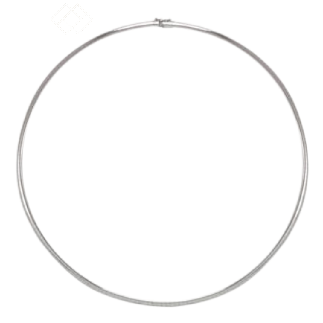 Colar de corrente Omega 14K amarelo ou branco ou rosa de 3 mm