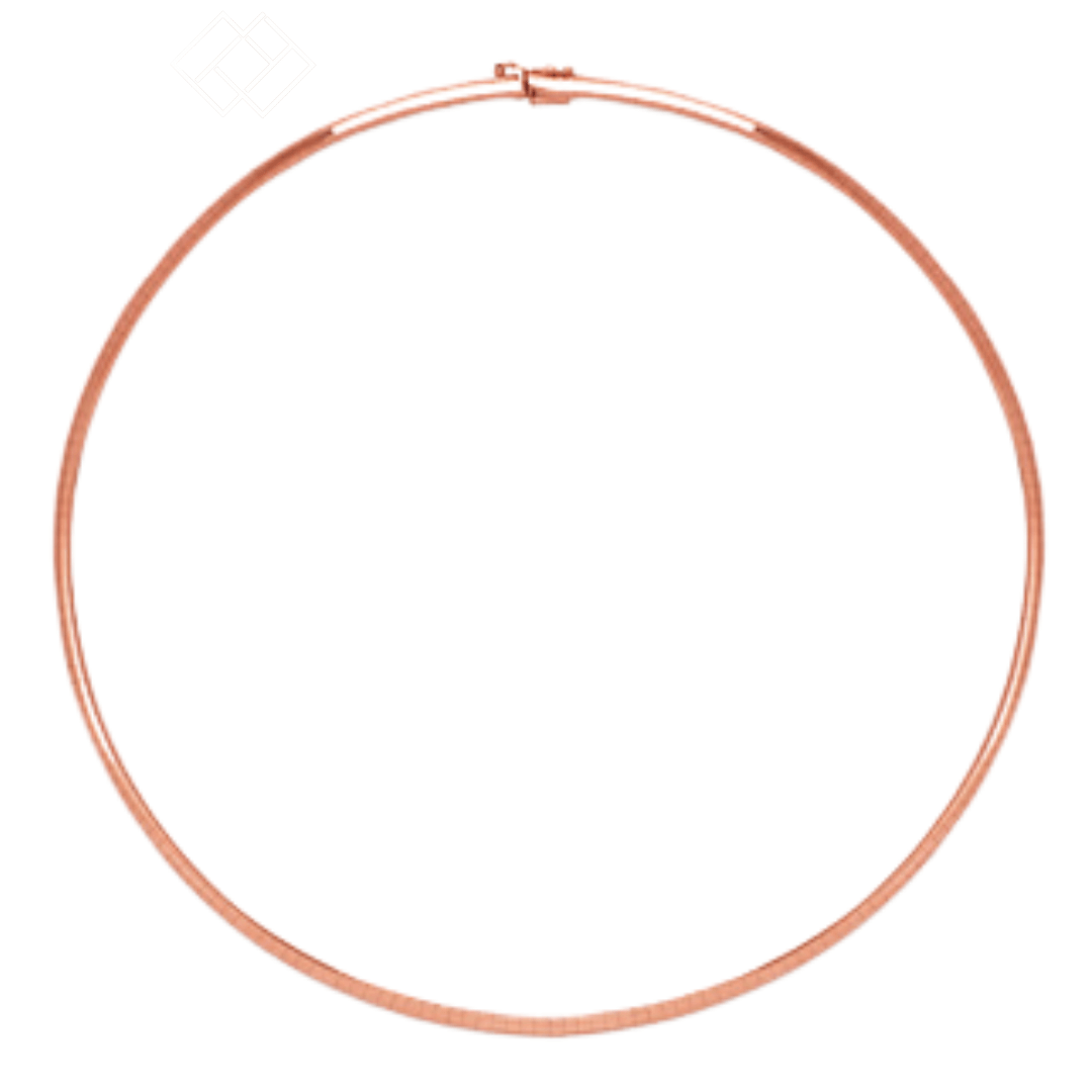 Colar de corrente Omega 14K amarelo ou branco ou rosa de 3 mm