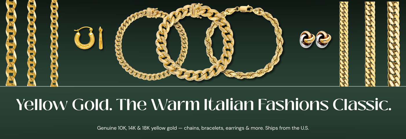 Italian yellow gold jewelry collection of chains, bracelets and earrings