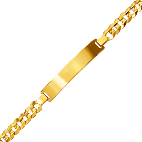 Women's solid 14K yellow and white gold pave curb ID bracelet, Italian made | ItalianFashions